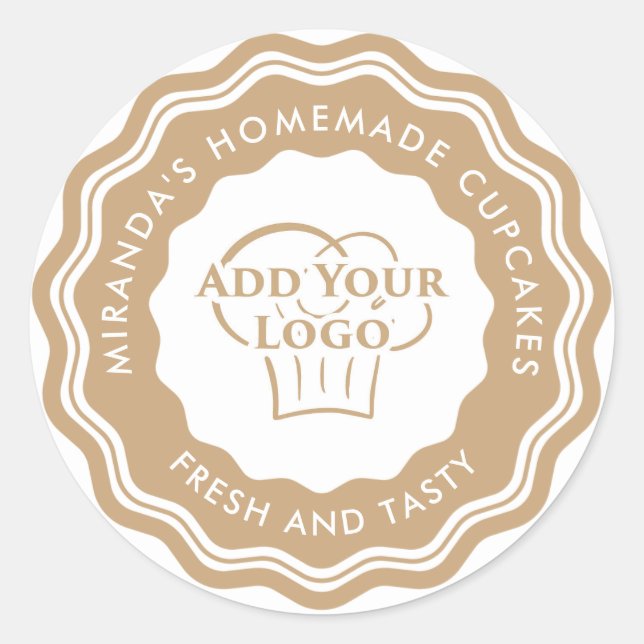 Sticker Rond Logo d'or moderne boulangerie de gâteaux maison (Devant)