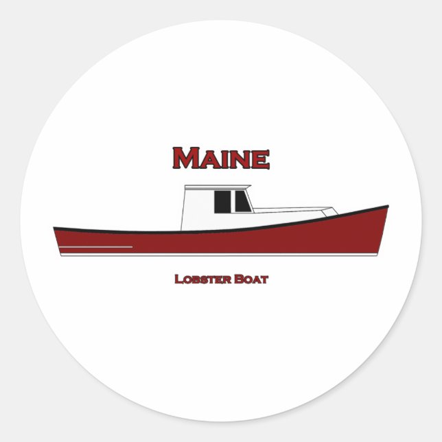 Sticker Rond Logo du bateau à homard du Maine USA (Devant)