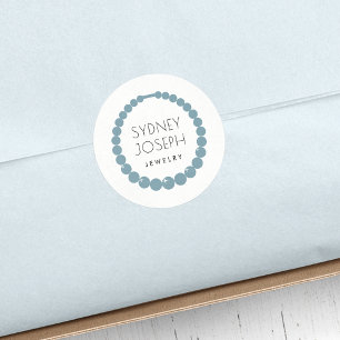 Sticker Rond Logo du collier bleu ardoise   Design de bijoux