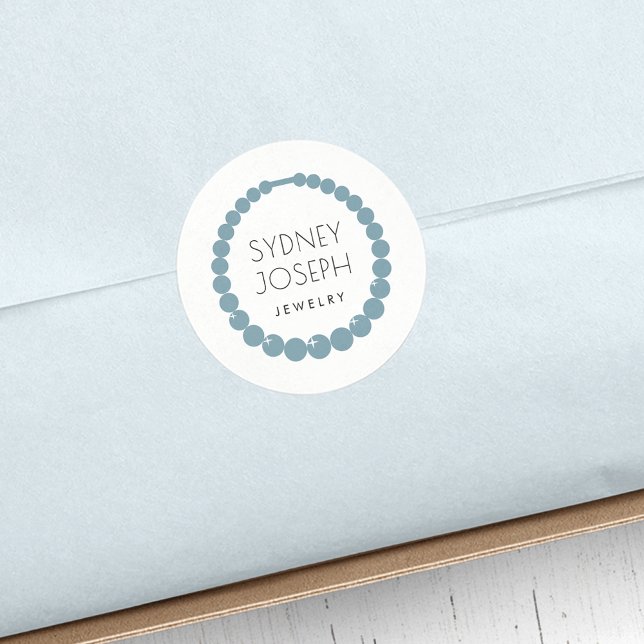 Sticker Rond Logo du collier bleu ardoise | Design de bijoux (Créateur téléchargé)