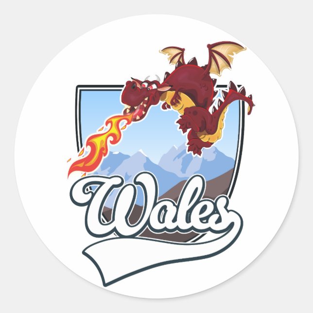 Sticker Rond logo du dragon du pays de Galles (Devant)