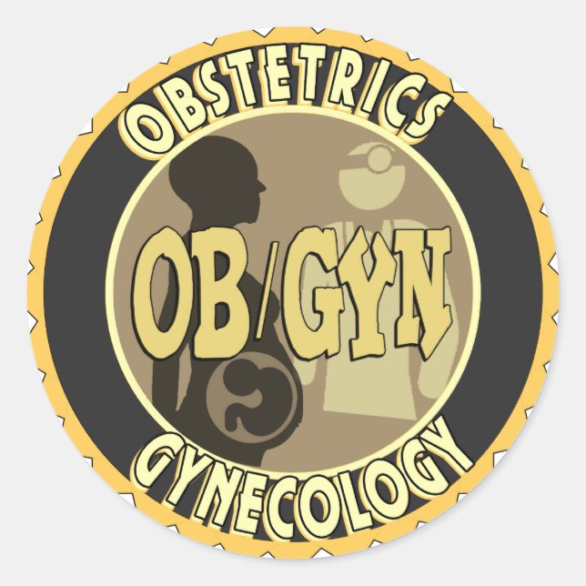 STICKER ROND LOGO DU MÉDECIN FÉMININ BADGE OB/GYN (Devant)