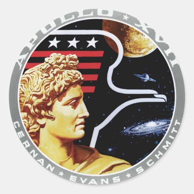 Sticker Rond Logo du patch de mission Apollo 17 NASA (Devant)
