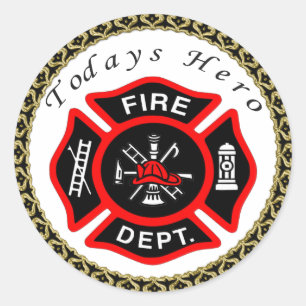 Sticker Rond Logo du service d'incendie Badge noir et rouge