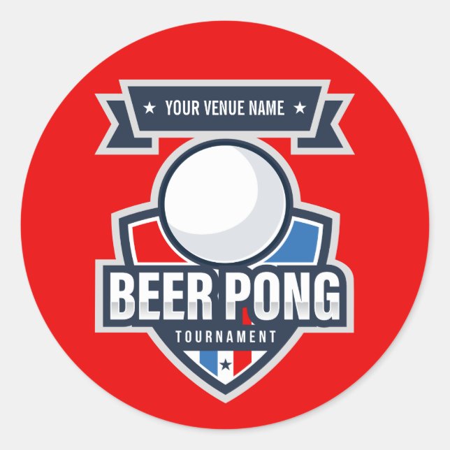 Sticker Rond Logo du tournoi de bière personnalisable (Devant)