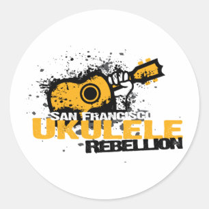 Sticker Rond logo d'ukulélé de sf