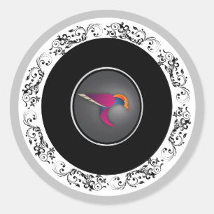 Sticker Rond Logo Élégant de Colibri Ornemental