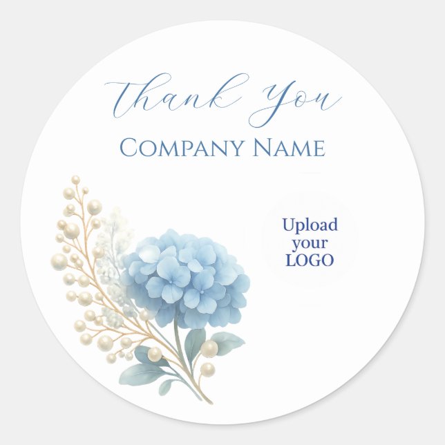 Sticker Rond Logo élégant du Merci Hydrangea Blue (Devant)