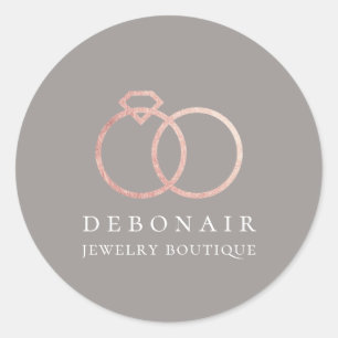 Sticker Rond Logo élégant Rose Gold Ring Personnalisé