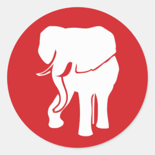 Sticker Rond Logo Eléphant blanc moderne choisir la couleur arr