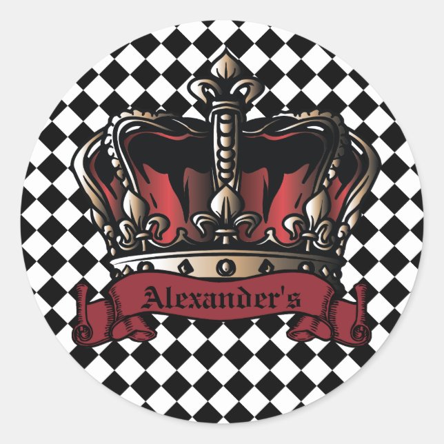 Sticker Rond Logo en coiffure À damiers Arrière - plan Personna (Devant)