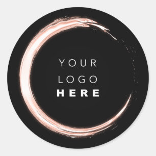 Sticker Rond Logo en noir blanc Merci minimalisme Rose
