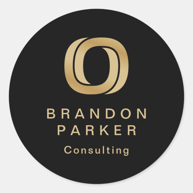 Sticker Rond Logo en or professionnel simple sur noir (Devant)