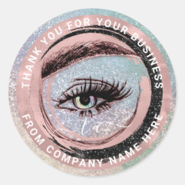 Sticker Rond Logo Eyelash Nom Holographe Merci maquillage monog