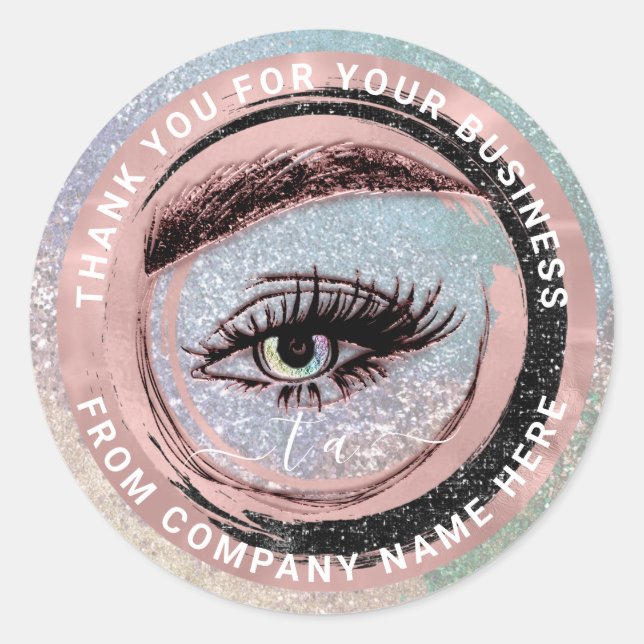 Sticker Rond Logo Eyelash Nom Holographe Merci maquillage monog (Devant)