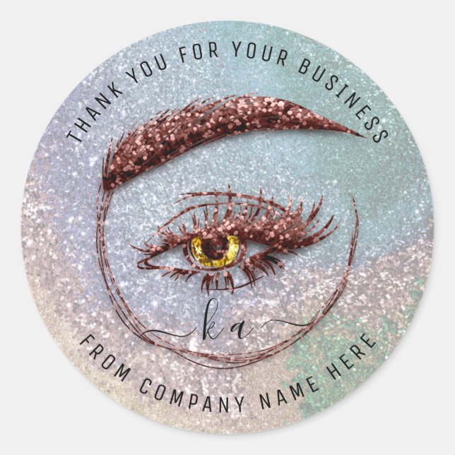 Sticker Rond Logo Eyelash Nom Holographe Merci Monogramme Smoky (Devant)