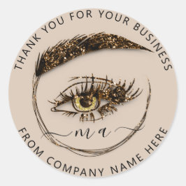 Sticker Rond Logo Eyelash Nom Holographe Merci Or Brown