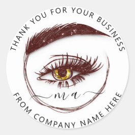 Sticker Rond Logo Eyelash Nom Holographe Merci Parties scintill