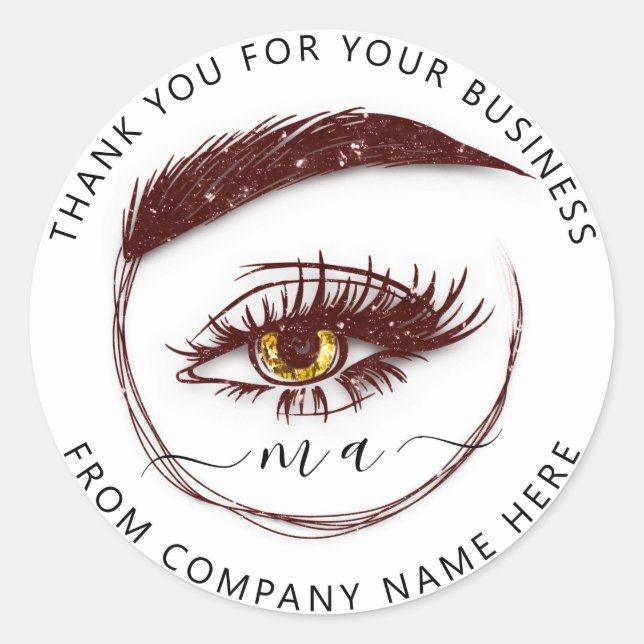 Sticker Rond Logo Eyelash Nom Holographe Merci Parties scintill (Devant)
