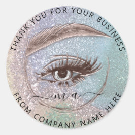 Sticker Rond Logo Eyelash Nom Holographe Merci Parties scintill
