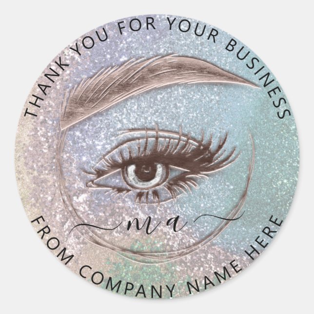 Sticker Rond Logo Eyelash Nom Holographe Merci Parties scintill (Devant)