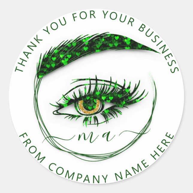Sticker Rond Logo Eyelash Nom Holographe Merci Parties scintill (Devant)