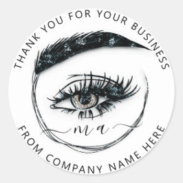 Sticker Rond Logo Eyelash Nom Holographe Merci Parties scintill