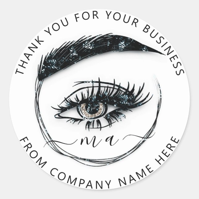 Sticker Rond Logo Eyelash Nom Holographe Merci Parties scintill (Devant)