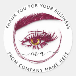 Sticker Rond Logo Eyelash Nom Holographe Merci Parties scintill