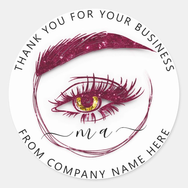 Sticker Rond Logo Eyelash Nom Holographe Merci Parties scintill (Devant)