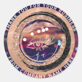 Sticker Rond Logo Eyelash Nom Holographe Remerciement Monogramm