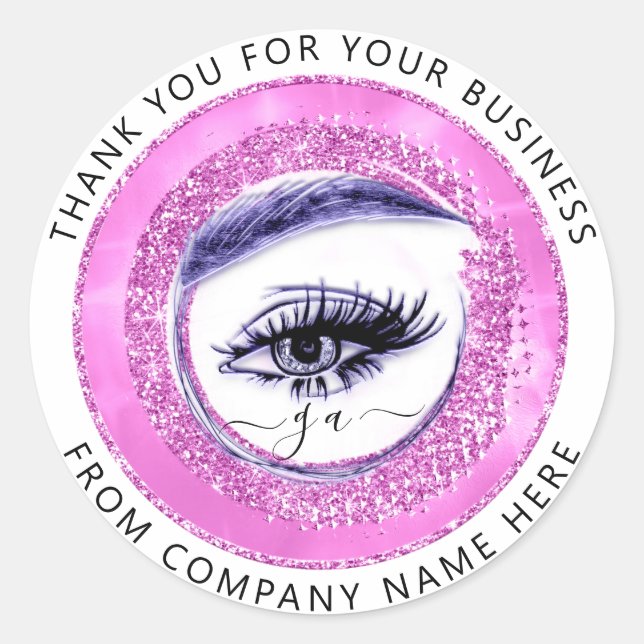 Sticker Rond Logo Eyelash Nom Holographe Remerciement Monogramm (Devant)