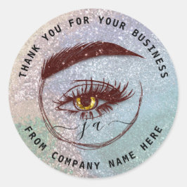 Sticker Rond Logo Eyelash Nom Holographe Remerciement Monogramm