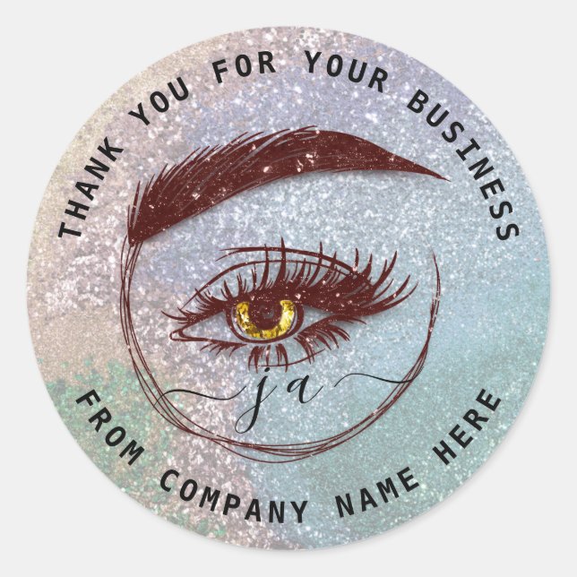 Sticker Rond Logo Eyelash Nom Holographe Remerciement Monogramm (Devant)