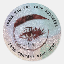 Sticker Rond Logo Eyelash Nom Holographe Remerciement Monogramm