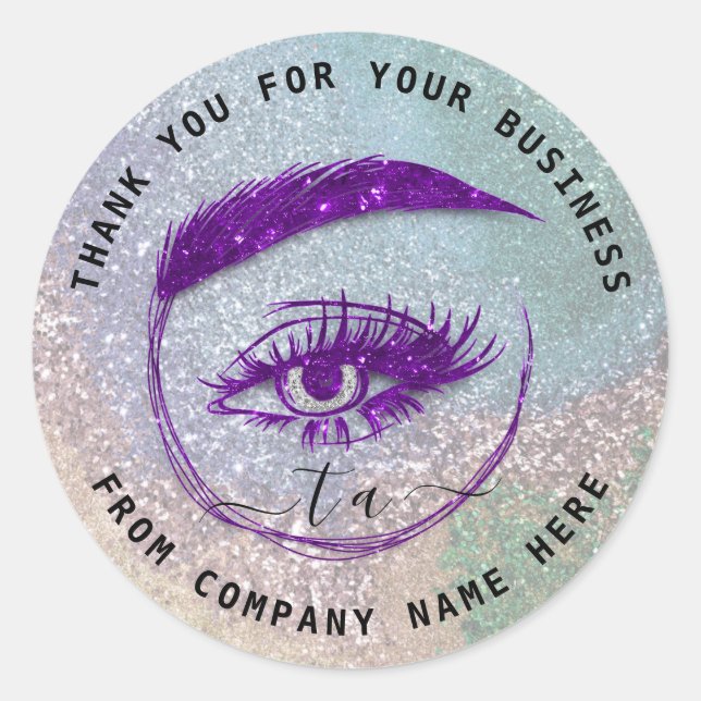 Sticker Rond Logo Eyelash Nom Holographe Remerciement Monogramm (Devant)