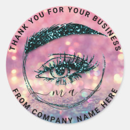Sticker Rond Logo Eyelash NomParties scintillant de remerciemen