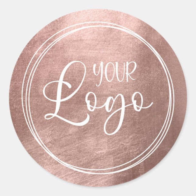 Sticker Rond Logo Faux Rose Gold Foil (Devant)