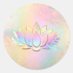 Sticker Rond logo fleur de lotus pastel