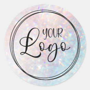 Sticker Rond Logo Holographique Abstrait Quartz Flou