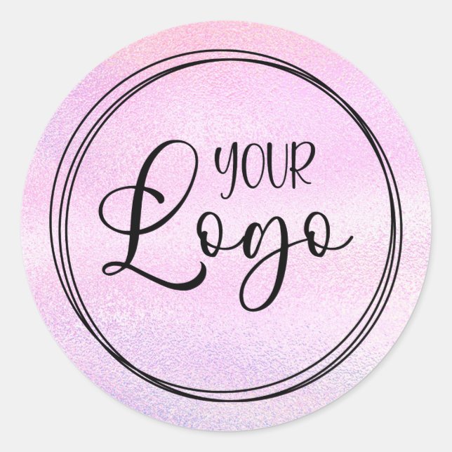 Sticker Rond Logo Holographique Faux Pink Foil (Devant)