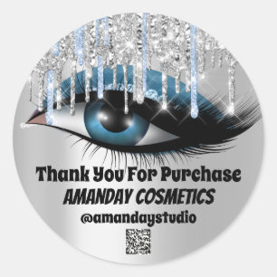 Sticker Rond Logo Lashes Extension Maquillage Artiste Grey QRCO
