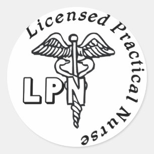 STICKER ROND LOGO LPN CADUCEUS LICENCIÉ INFIRMIER PRATIQUE