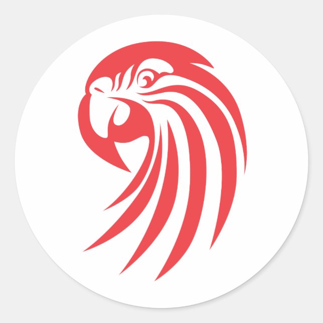 Sticker Rond Logo Macaw Rouge Personnalisé (Devant)