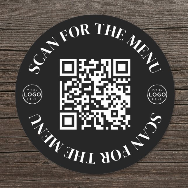 Sticker Rond Logo Menu Scan Code QR (Logo Scan Menu QR Code Classic Round Sticker)