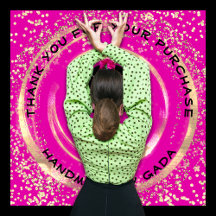 Logo Merci fait main en or rose Confetti