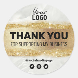 Sticker Rond Logo Merci Marbre Et Gold Business