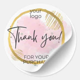 Sticker Rond Logo Merci Rose et Or