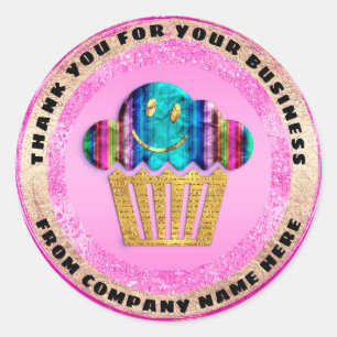 Sticker Rond Logo Mexique boulangerie Merci gâteau rose doux