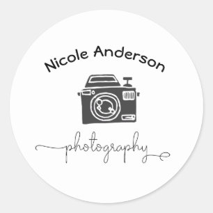Sticker Rond Logo Minimaliste Moderne Appareil Photo